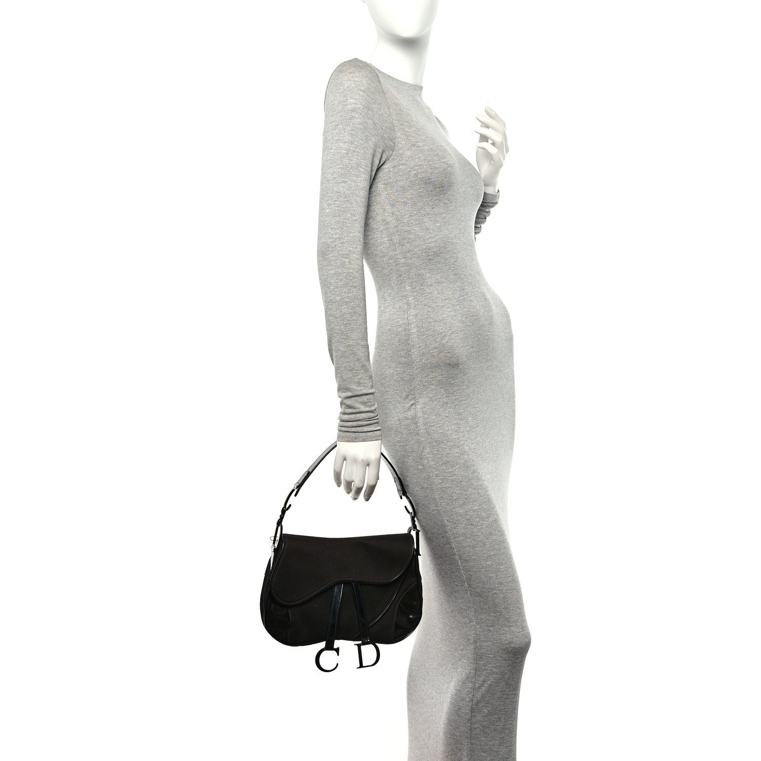 Christian Dior Canvas Patent Double Saddle Bag Brown Black 3 of 14