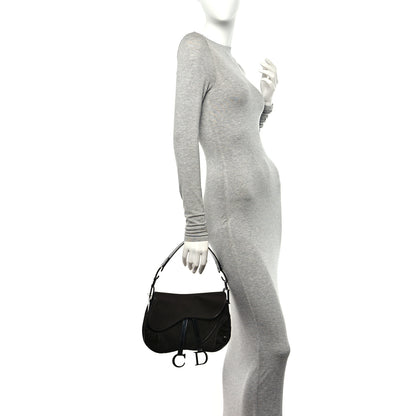 Christian Dior Canvas Patent Double Saddle Bag Brown Black 3 of 14