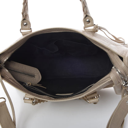 Balenciaga Agneau Classic Silver Hardware S City Logo Strap Light Beige Black 8 of 9