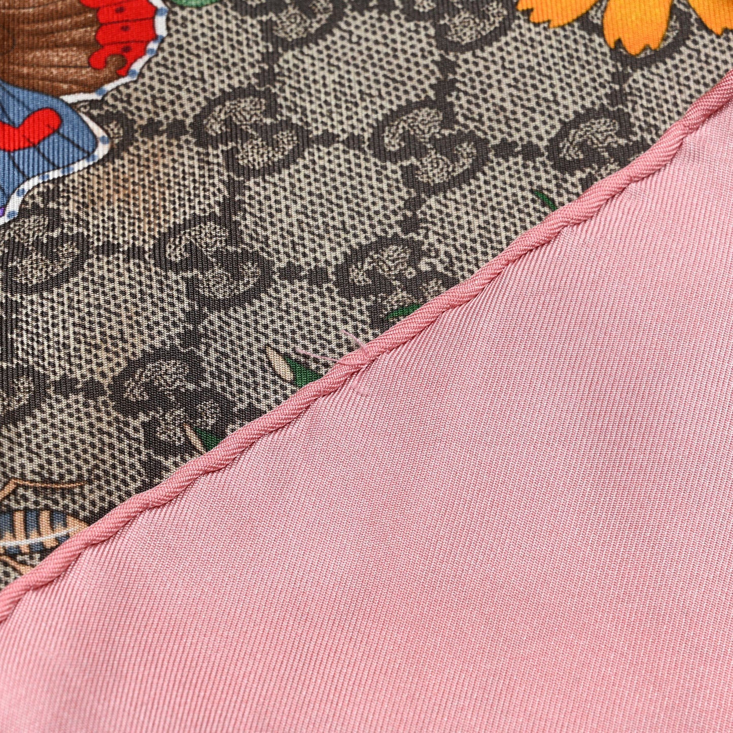 Silk Twill GG Monogram Special Florio Square Scarf Beige Pink
