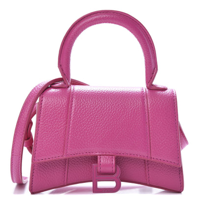 Balenciaga Grained Calfskin Tonal B Hourglass Top Handle Bag Mini Fuchsia 1 of 9