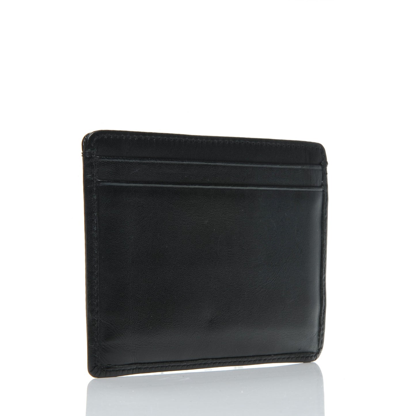 Calfskin Quilted Cambon Card Holder Black