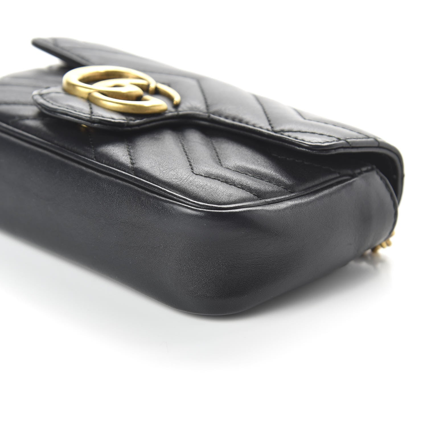 Gucci Calfskin Matelasse Super Mini GG Marmont Shoulder Bag Black 7 of 10