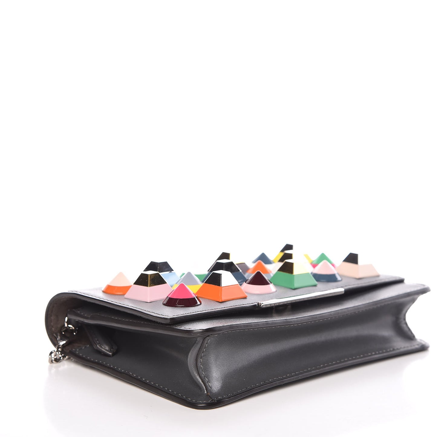 Vitello Liberty Studded Tube Wallet On Chain Asfalto Multicolor