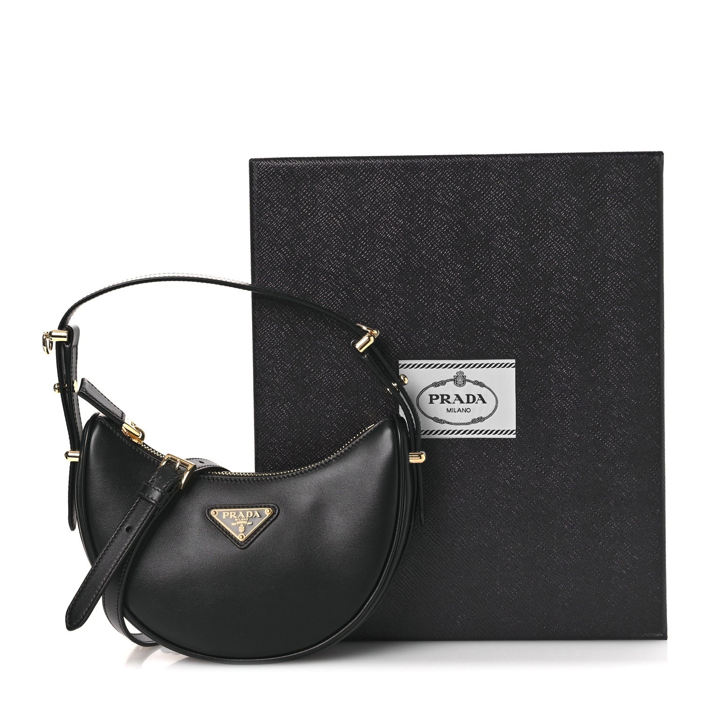 Soft Calfskin Mini Arque Shoulder Bag Black