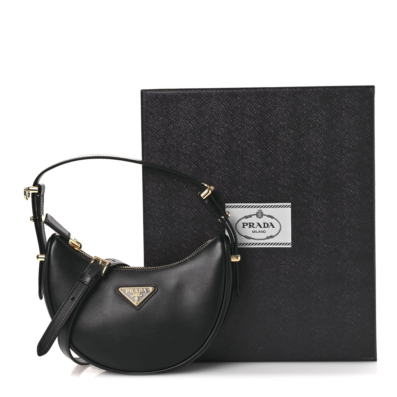 Prada Soft Calfskin Mini Arque Shoulder Bag Black 12 of 12