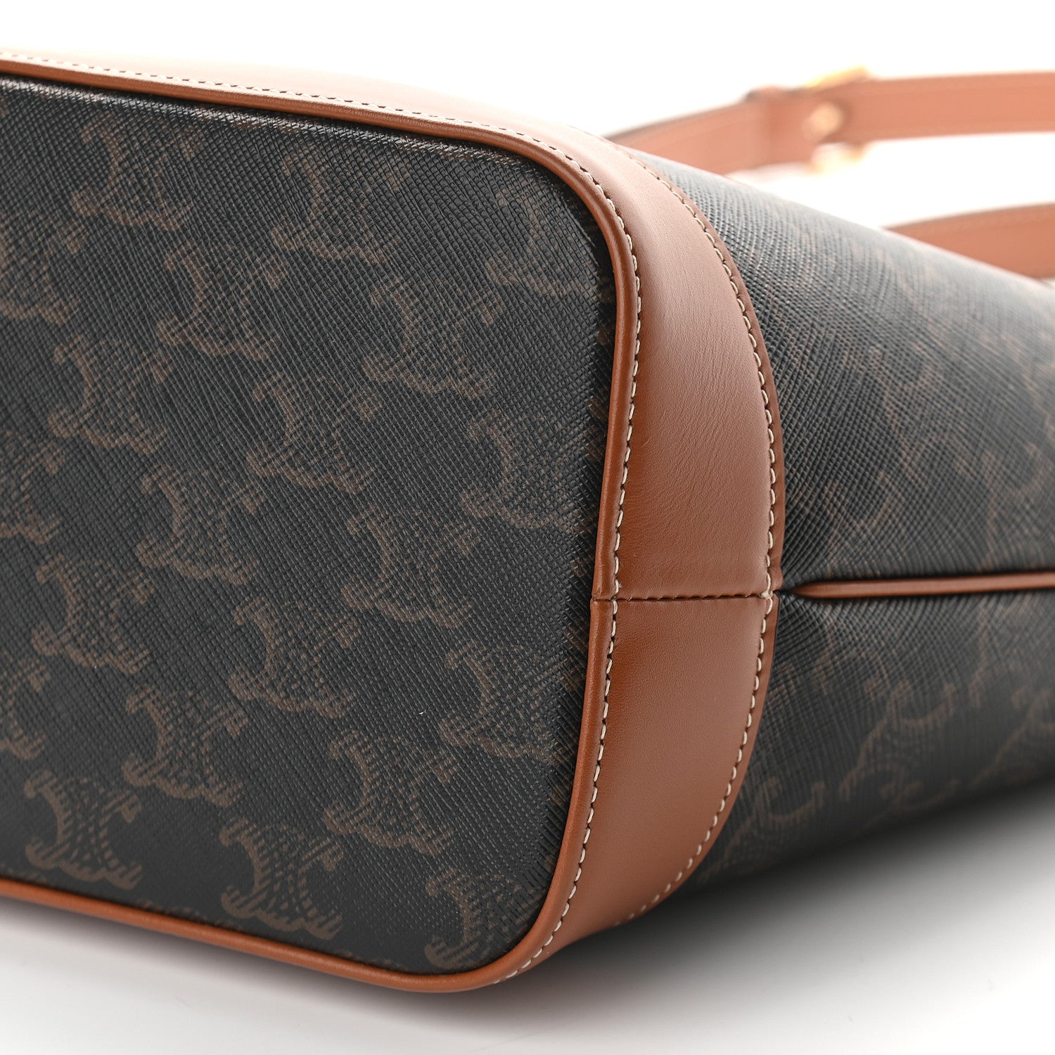 Celine Triomphe Canvas Calfskin Small Bucket Bag Tan 5 of 8