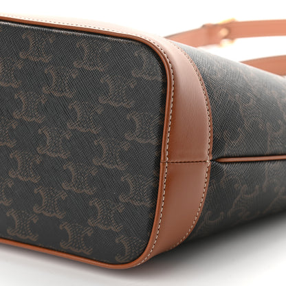 Celine Triomphe Canvas Calfskin Small Bucket Bag Tan 5 of 8