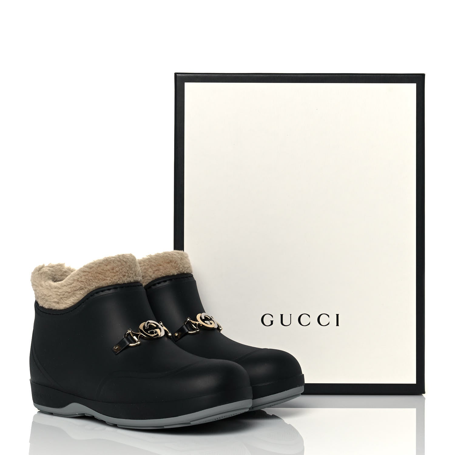 Gucci Rubber Wool Mens Crossy Ankle Boots 38 Black Butterscotch 8 of 8