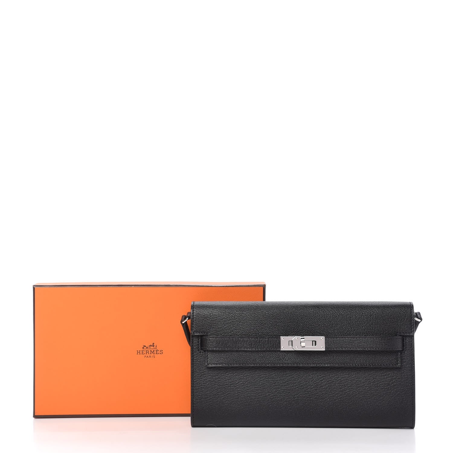 Hermes Chevre Mysore Kelly Wallet To Go Black 10 of 10