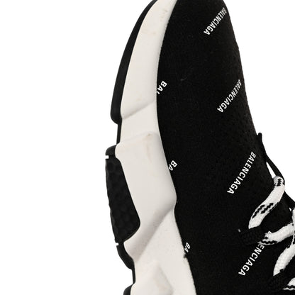 Balenciaga Neoprene Knit Allover Logo Womens Speed Lace Up Sneakers 37 Black 10 of 12