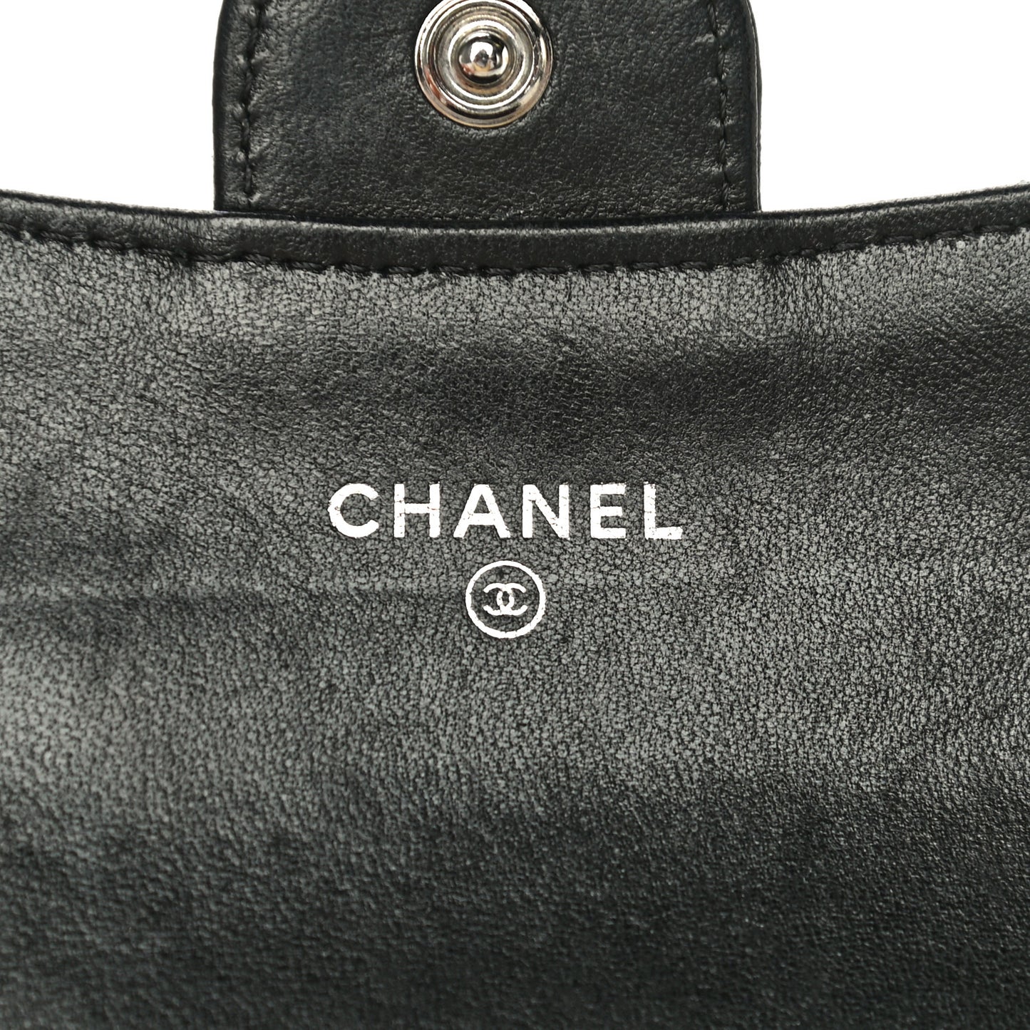 Lambskin Quilted Flap Card Holder Black