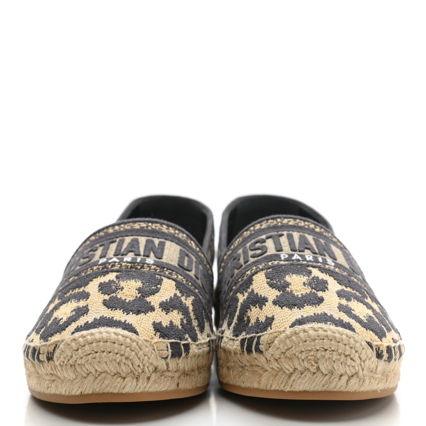 Cotton Embroidered Leopard Print Granville Espadrille 38 Natural