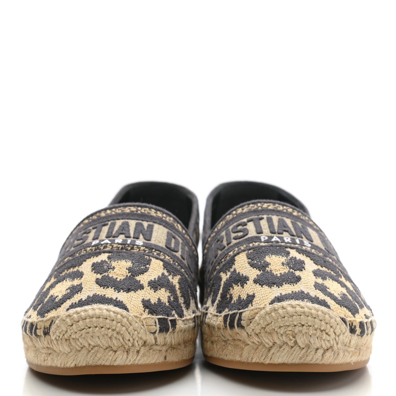 Christian Dior Cotton Embroidered Leopard Print Granville Espadrille 38 Natural 2 of 9