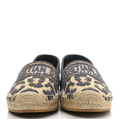 Christian Dior Cotton Embroidered Leopard Print Granville Espadrille 38 Natural 2 of 9