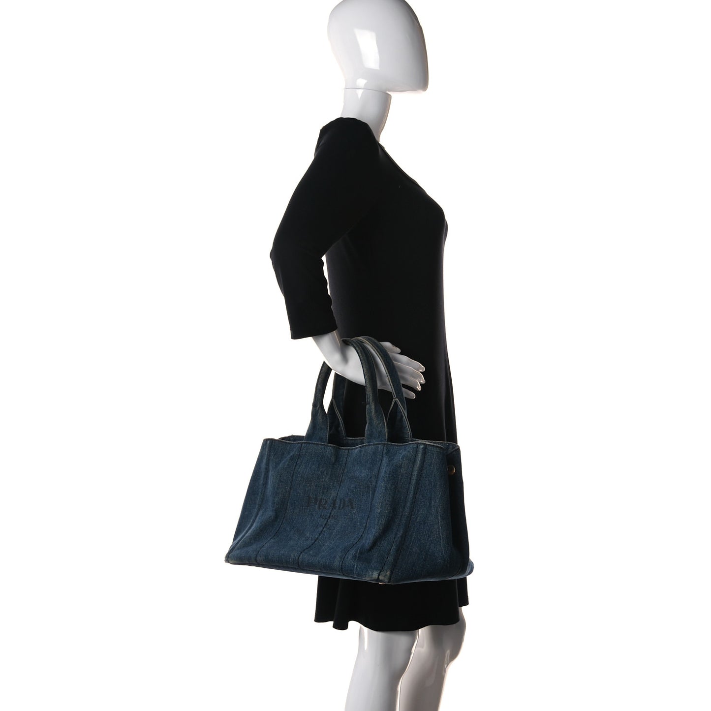 Denim Small Logo Tote Bleu