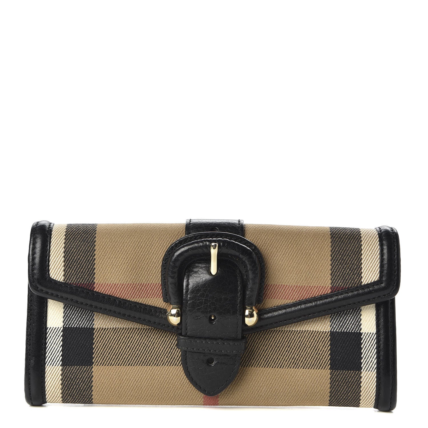 Burberry Calfskin Mega Check Continental Wallet Black 1 of 8