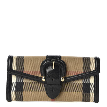Burberry Calfskin Mega Check Continental Wallet Black 1 of 8