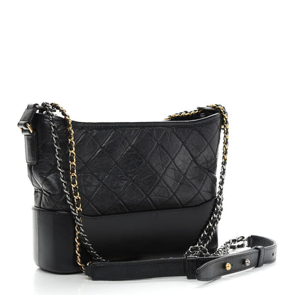 Chanel Aged Calfskin Quilted Small Gabrielle Hobo Black 2 of 8