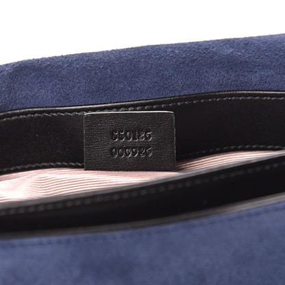 Gucci Suede Medium Arli Flap Shoulder Bag Blue Ink Black 7 of 10