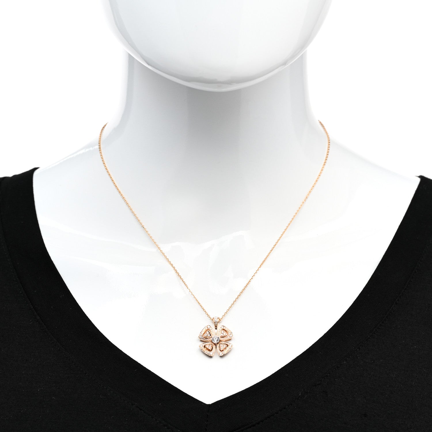Bulgari 18K Rose Gold Diamond Fiorever Pendant Necklace 2 of 6