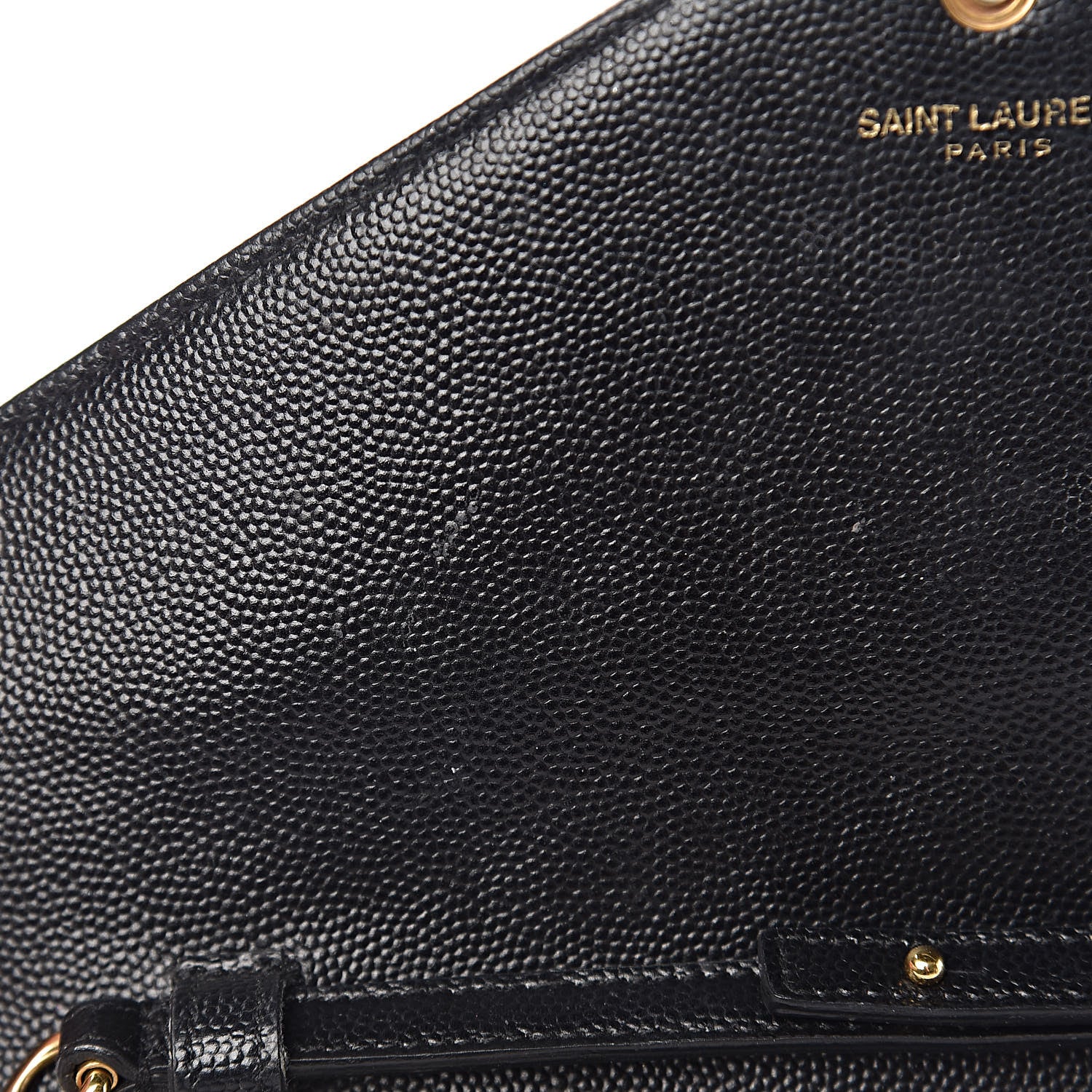 Saint Laurent Grain De Poudre Matelasse Chevron Monogram Chain Wallet Black 7 of 23