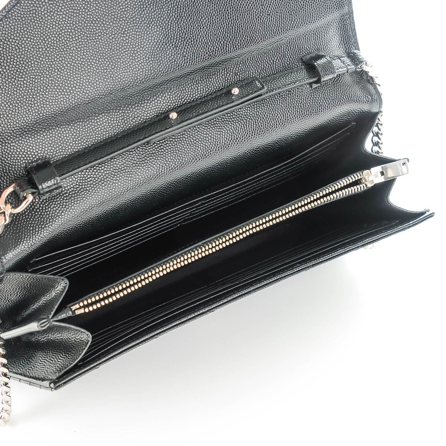 Grain De Poudre Matelasse Chevron Monogram Chain Wallet Black