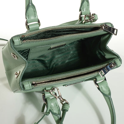 Prada Saffiano Lux Mini Galleria Double Zip Tote Acquamarina 5 of 10