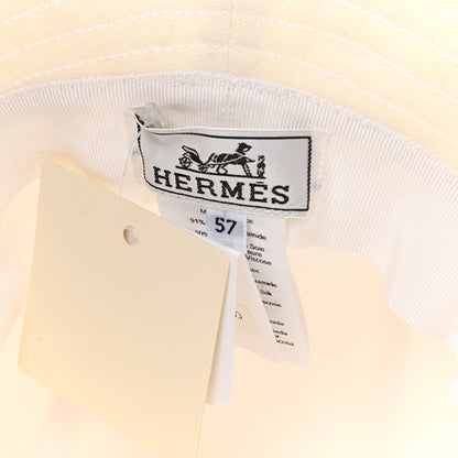 Hermes Stonewashed Linen Colette Hat 57 Warm White 8 of 8
