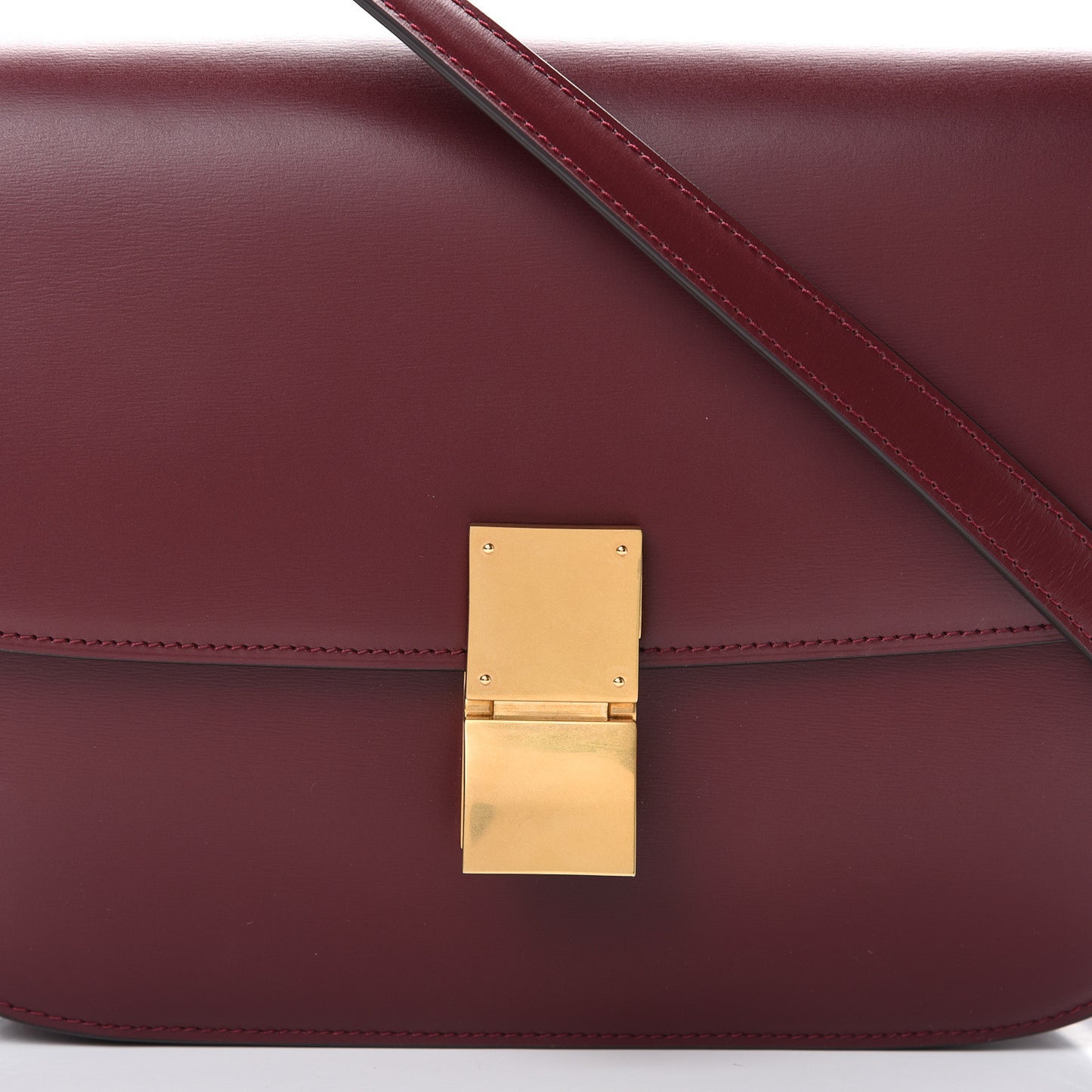 Box Calfskin Medium Classic Box Flap Bag Burgundy