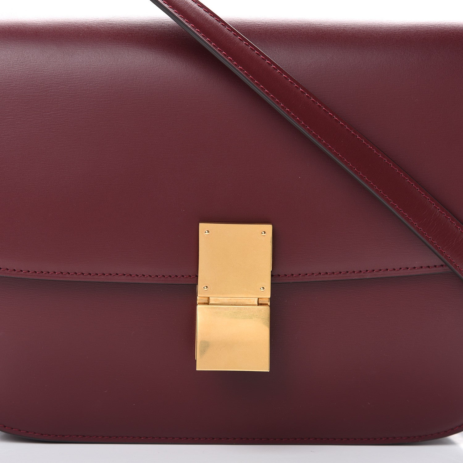 Celine Box Calfskin Medium Classic Box Flap Bag Burgundy 8 of 11