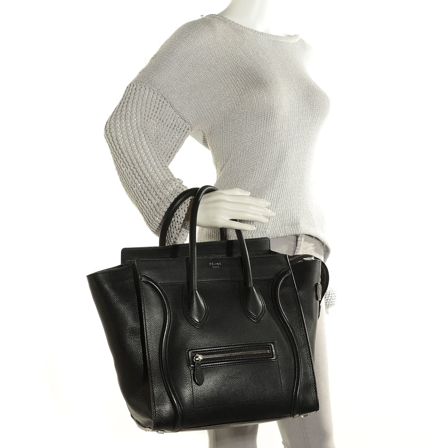 Drummed Calfskin Mini Luggage Black
