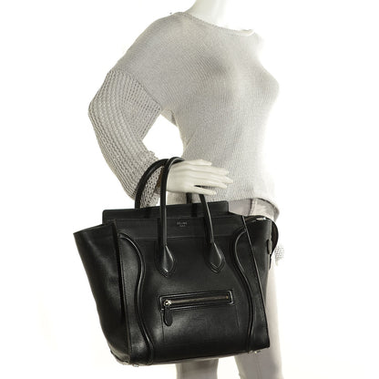 Celine Drummed Calfskin Mini Luggage Black 2 of 9