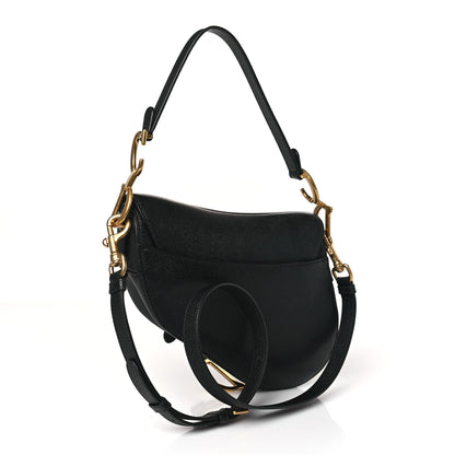 Christian Dior Grained Calfskin Saddle Bag With Strap Black 3 of 10