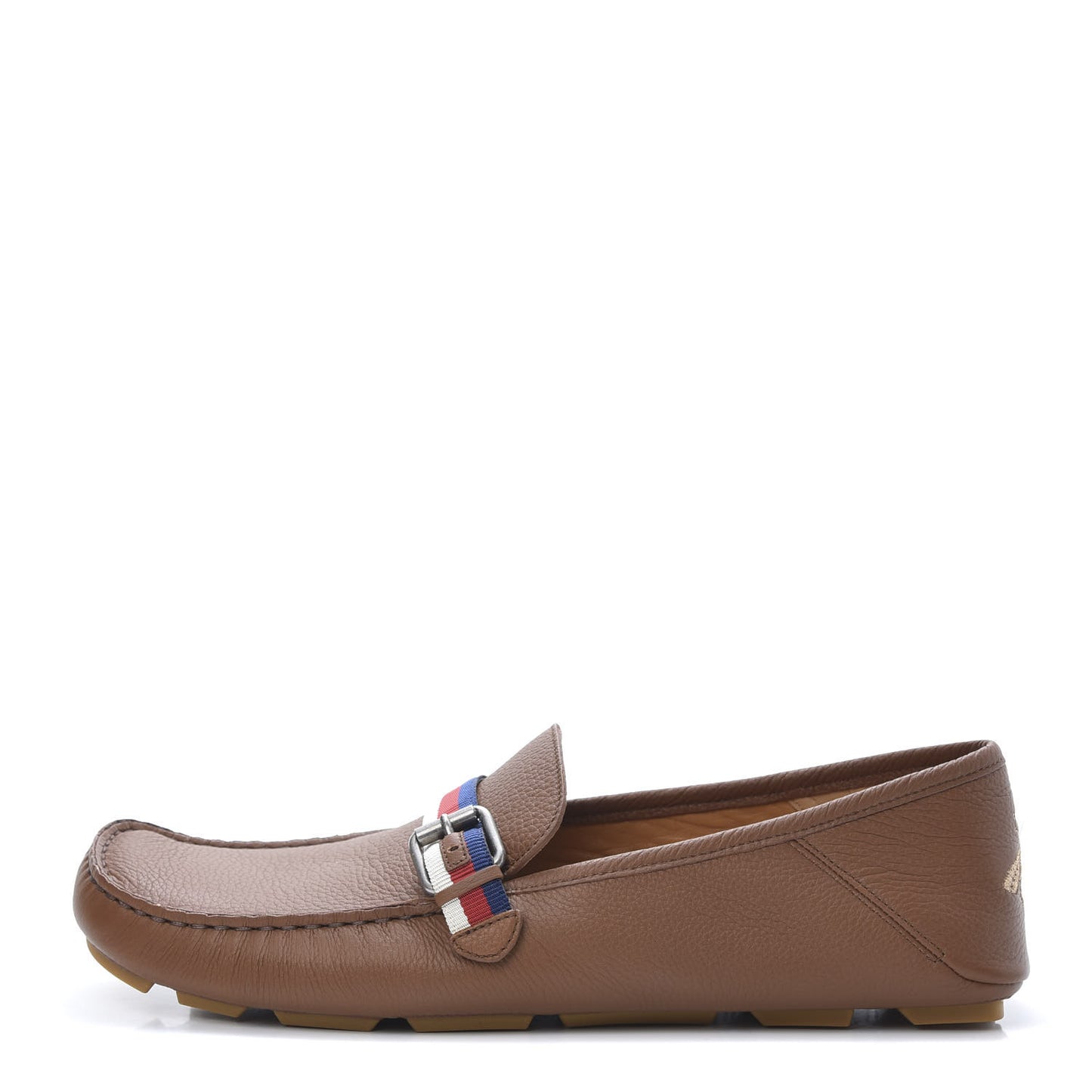 Calfskin Mens Web Sylvie Web Buckle Driver Loafers 11 Brown