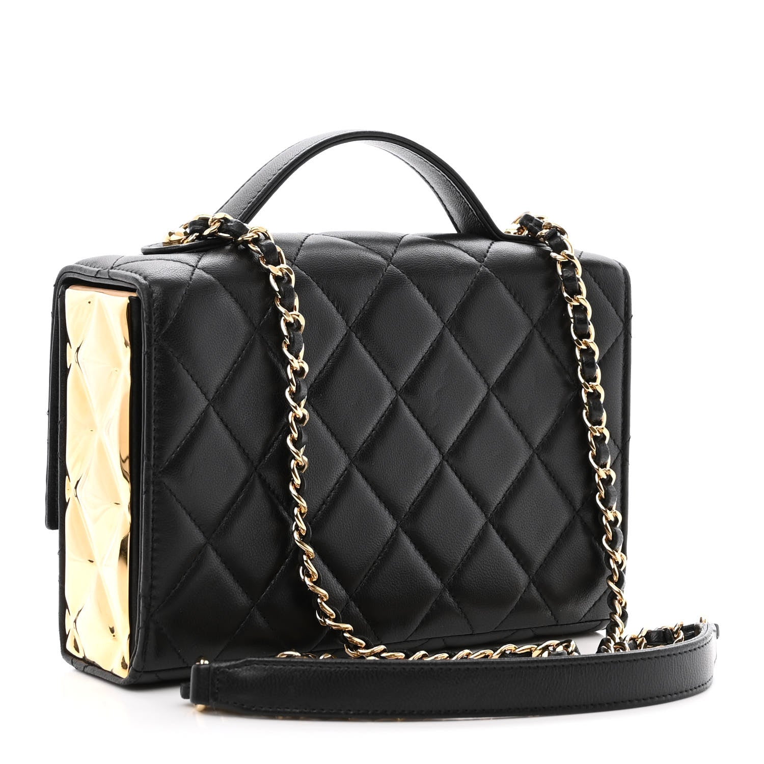 Chanel Lambskin Quilted Mini Golden Plate Flap Black 3 of 11