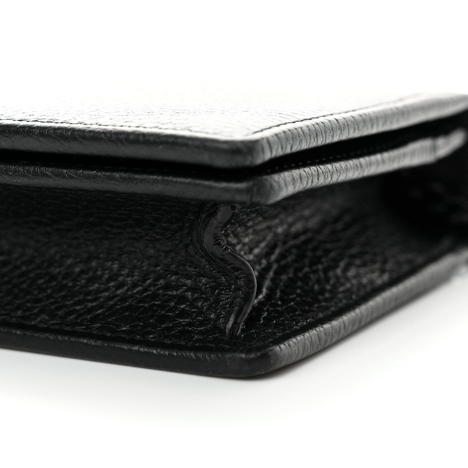 Gucci Dollar Calfskin Enamel Monochrome Mini GG Marmont Chain Wallet Black 8 of 11