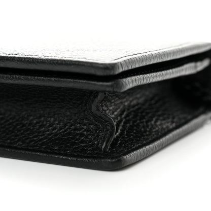 Gucci Dollar Calfskin Enamel Monochrome Mini GG Marmont Chain Wallet Black 8 of 11