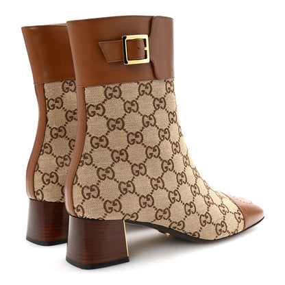 Gucci Monogram Cordovan Lux GG Ankle Boots 40 Beige Cuir 5 of 10