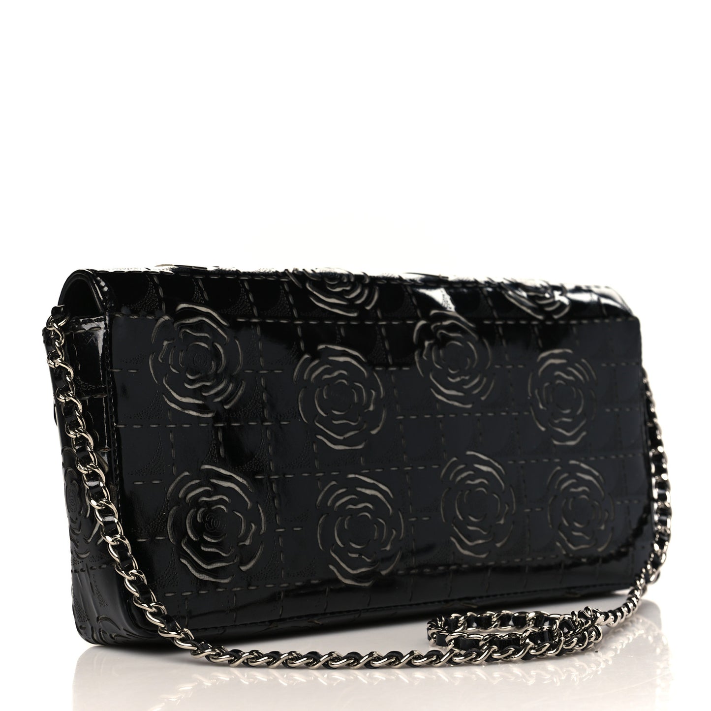 Patent Perforated Camellia East West Flap Black