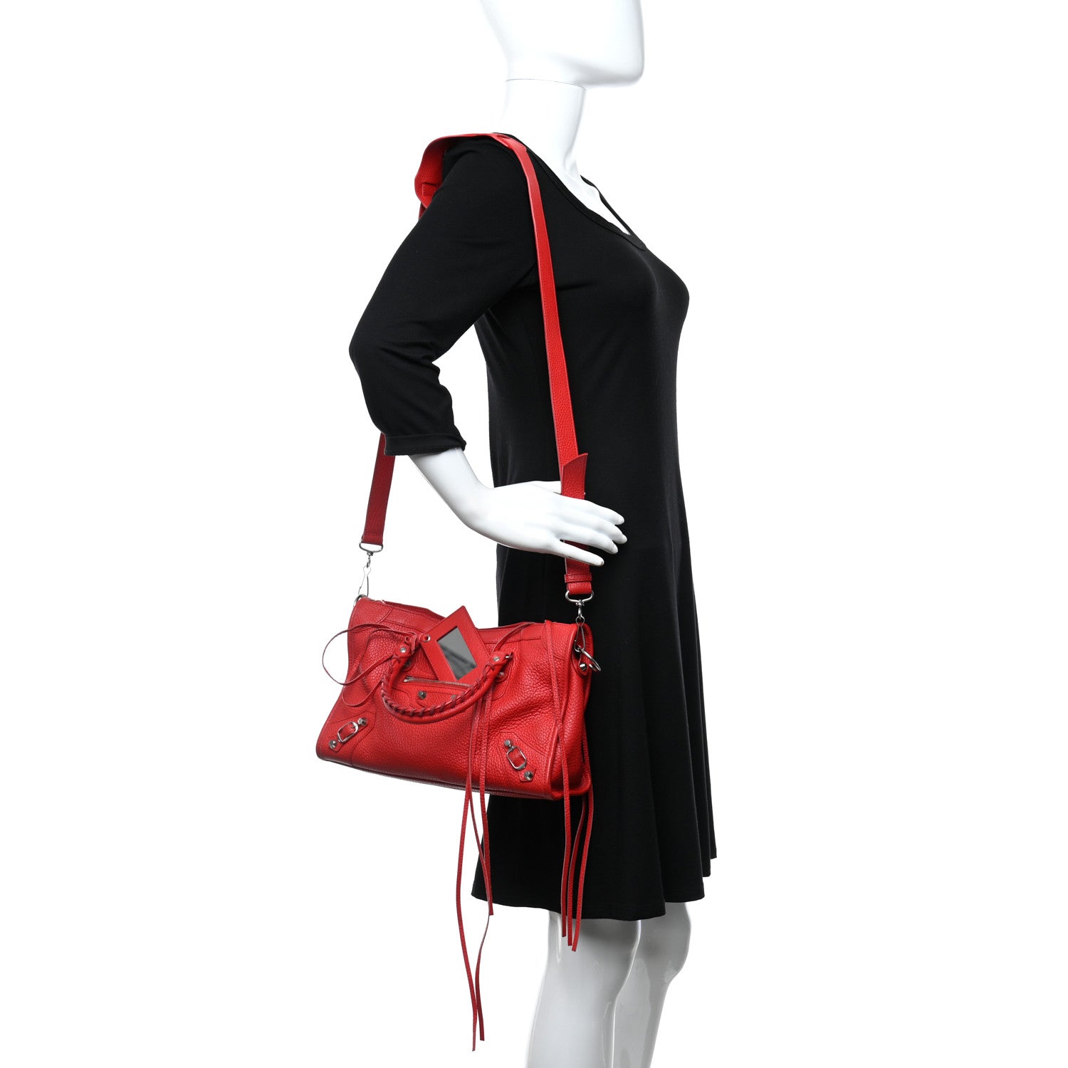 Balenciaga Vibrato Calfskin Classic Silver Hardware S City Rouge Cerise 2 of 11
