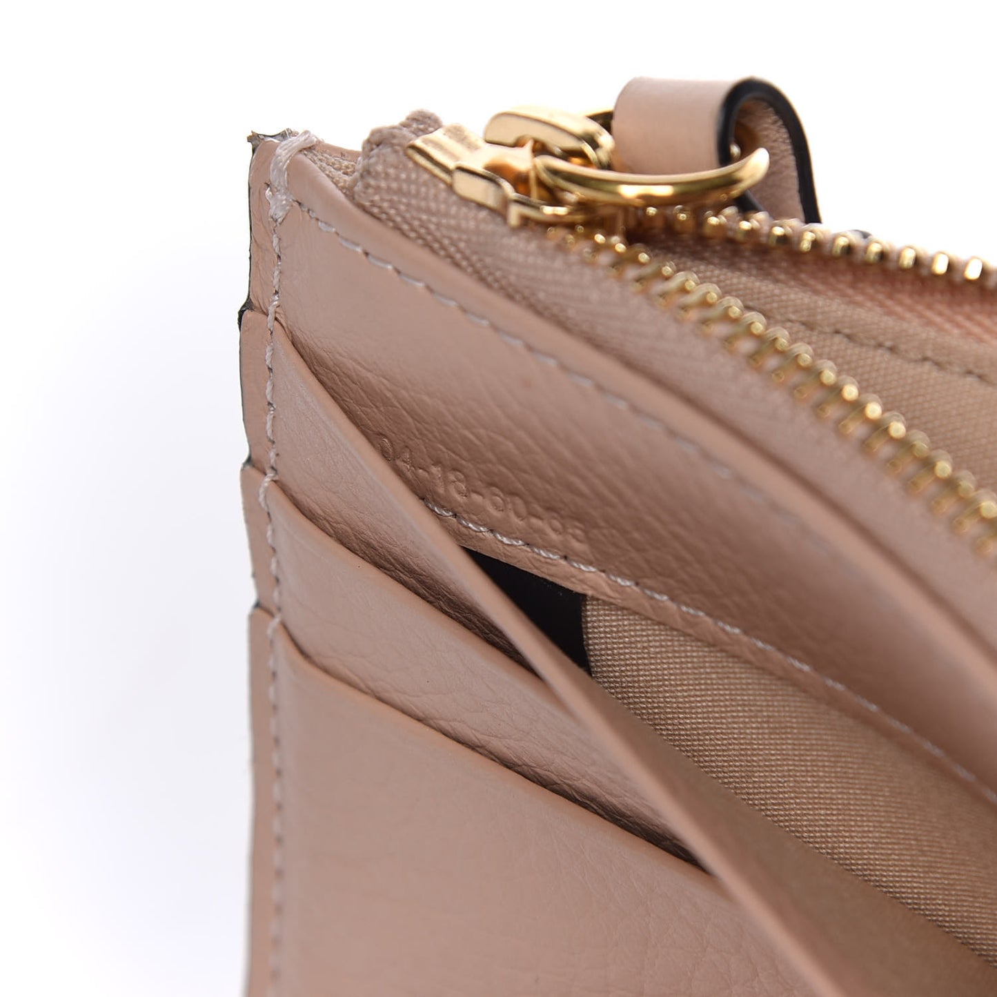 Calfskin Alphabet Long Zipped Wallet Blush Nude
