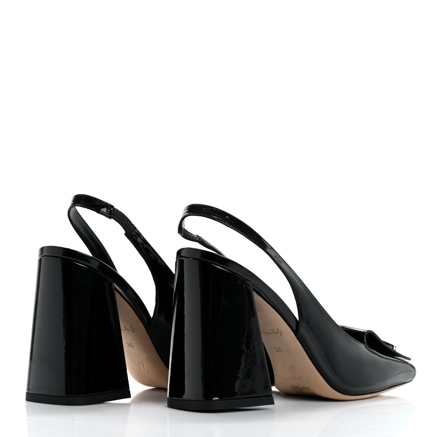 Louis Vuitton Patent Calfskin Shake Slingback Pumps 36 Black 5 of 10