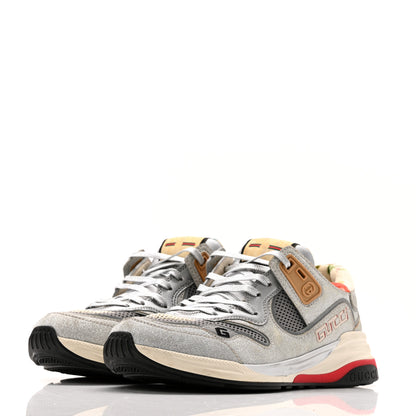 Gucci Metallic Calfskin Glitter Mesh Womens Ultrapace Sneakers 37.5 Silver Light Grey Mystic White 4 of 13