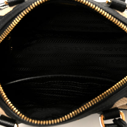 Prada Jacquard Saffiano Triangolo Symbole Embroidered Top Handle Crossbody Bag Black Corda 5 of 10