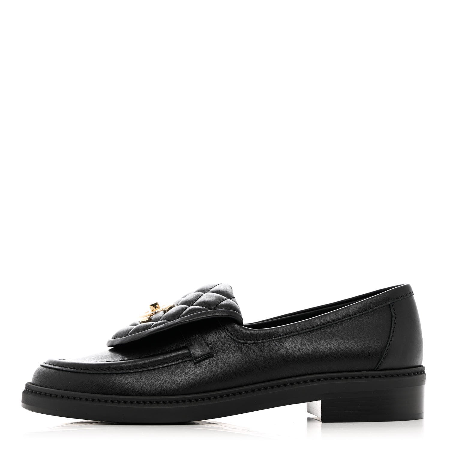 Chanel Lambskin Quilted CC Turnlock Loafers 37.5 Black 1 of 11