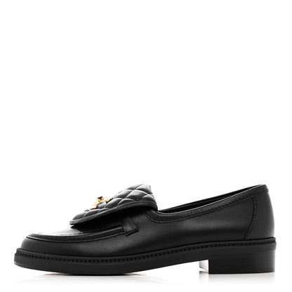 Chanel Lambskin Quilted CC Turnlock Loafers 37.5 Black 1 of 11