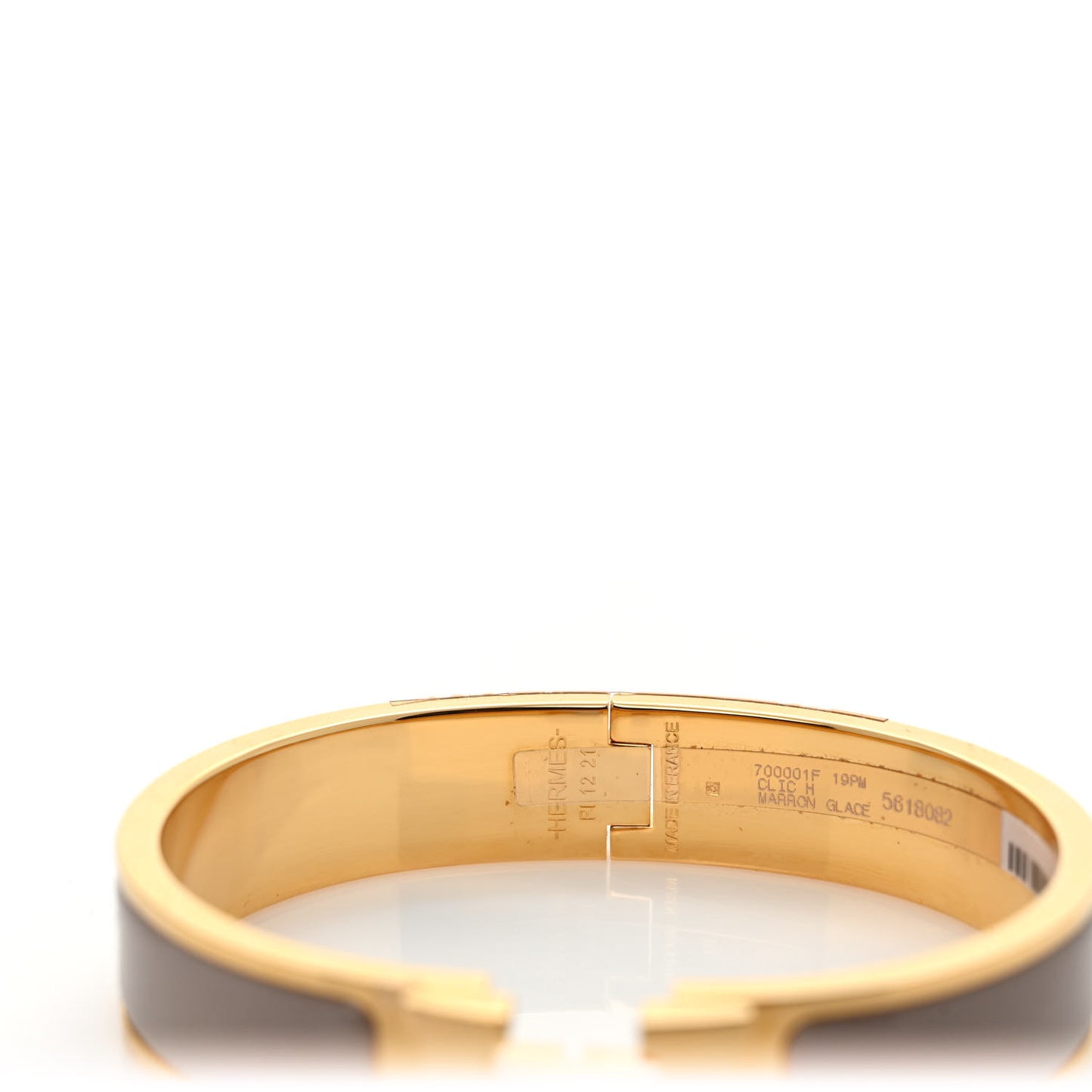 Enamel Narrow Clic Clac H Bracelet PM Marron Glace