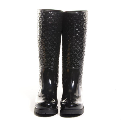 Louis Vuitton Rubber Embossed Monogram Splash Rain Boots 39 Black 2 of 8