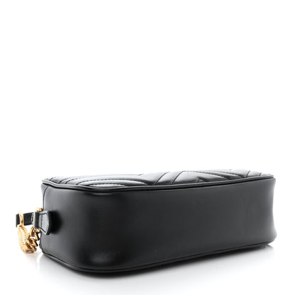 Gucci Calfskin Matelasse Small GG Marmont Chain Shoulder Bag Black 4 of 10